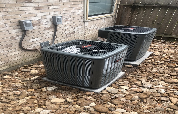 A picture of the AC machines placed outside the house